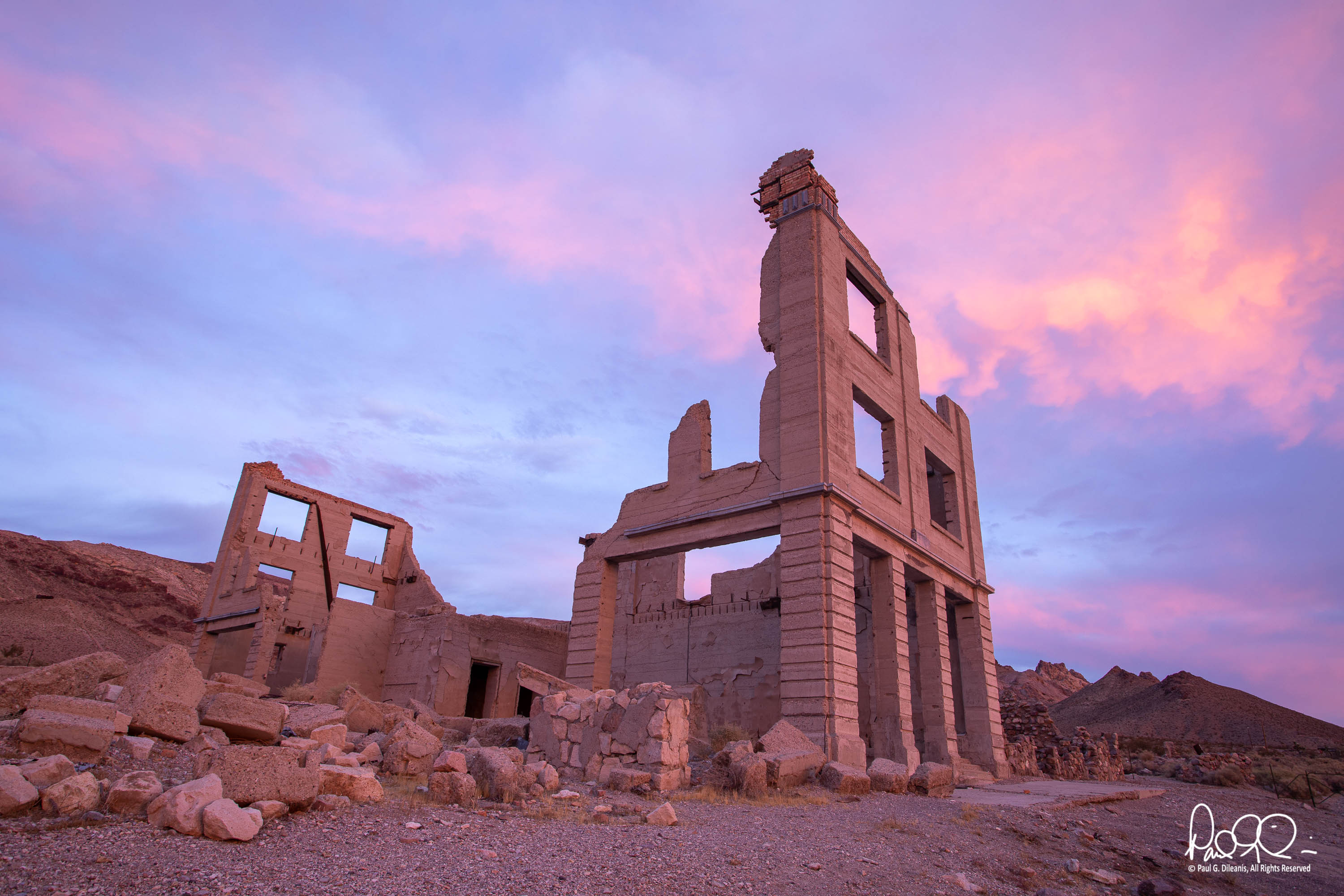ruin, building, sunrise, ghost town